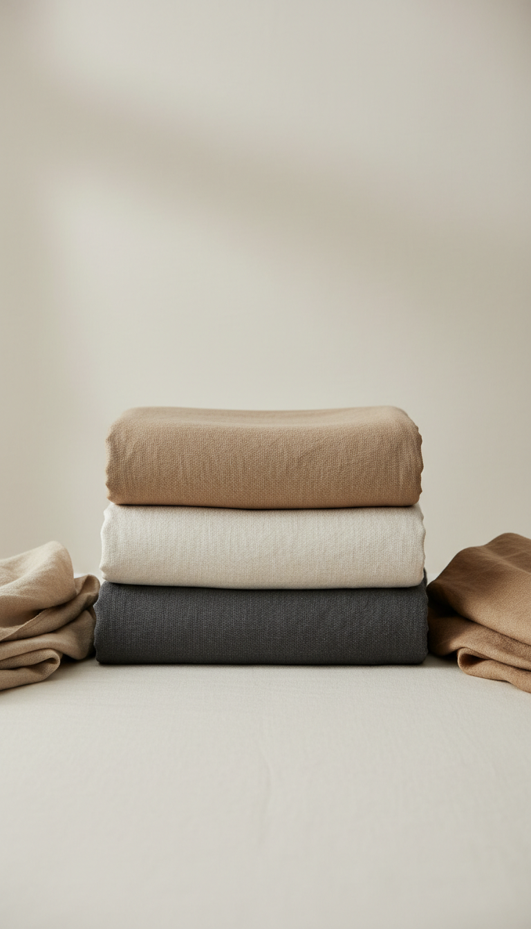 Stacked Linen Throw Blankets